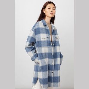 Rails Jaro Blue Buffalo Check Plaid Coat Oversized Wool Jacket / Shacket